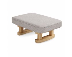 BSS® Voetenbankje / Poef – Ottomaanse Voetensteun – Met Houten Poten – Afneembare Gevoerde Zitting – Lichtgrijs