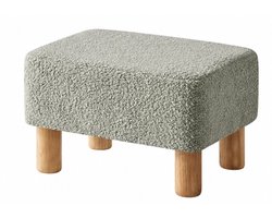 BSS® Voetenbankje / Poef – Rechthoekig – Zachte Gewatteerde Zitting – Met Houten Poten 40 × 29 × 25 cm – Groen