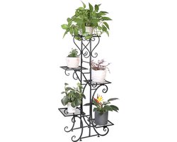 BTD 5 Laags Metalen Plantenrek - Metalen Plantenrek - 5 Laags - IJzeren Plantenrek - Bloempot Rek - Metaal - Zwart - Voor Binnen En Buiten - Klassieke Uitstraling - Barrok Styl - 50 KG Draagkracht - 10 KG Draagkracht Per Laag-