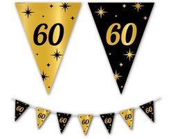 BTH - Slingers - 60 Jaar - Goud en Zwart - Slingers Verjaardag - Vlaggenlijn - 60 Jaar Verjaardag - Versiering - 1 Stuk