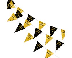 BTH - Slingers - Geslaagd – Versiering - Goud & Zwart – 1 Stuk – Vlaggenlijn - Vlag