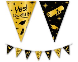 BTH - Slingers - Yes! You Did It! - Goud en Zwart - Geslaagd Versiering - Slinger - Vlaggenlijn - Geslaagd Cadeaus - 1 St