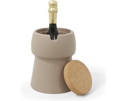 Bubalou Champagnekoeler - CHAMP 1-Bottle Cooler - Taupe - Wijnkoeler - Wijn - Bier - Frisdrank - Kurk - Koeltas - Koelbox