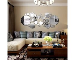 Bubbel Wandspiegel - 26 Delig - Plakspiegels - Decoratieve Spiegelset - Ronde Spiegels - Muurdecoratie - Modern Design - Eenvoudig Te Plaatsen - DIY Wanddecoratie - Spiegelbellen Effect - F2.1