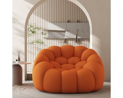 Bubble Bank, Overmaats Luie Stoel, Modern 3D-Honingraafstof Vloerbank, Bank zonder Montage voor Woonkamer, Kantoor- oranje