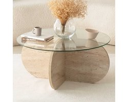 Bubble Salontafel | 100% MELAMINE | Travertin - Emob - Salontafel - Bruin - Glas