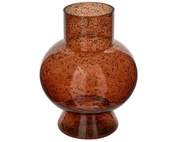 Bubble Vaas - Decoratieve Glazen Vaas met Bolvormig Design - Moderne Bloemenvaas - Design Vaas voor Droogbloemen en Verse Bloemen - Ø 18 x 23 cm - Amber Geel