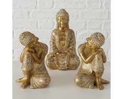 Buddha- Dilara- polyresin - H18cm - goud - 3 set
