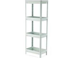 BUDDLEY Badkamerrek - Opbergrek Kunststof - Keuken rekje - Badkamerkast 4 laags - Badkamer kast - Wandrek Staand - Soft green