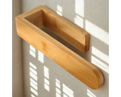BUDDLEY Handdoekhouder Zelfklevend - Bamboe - Handdoekstang - Keuken - Badkamer - Toilet - Handdoek - Handdoekhouders - Handdoekbeugel - Houder - Beugel - Handoekhouder Hout - Stang - Keukenkastje - Vaatdoekhouder - Haakje - Theedoek - Zonder boren