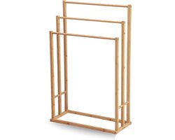 BUDDLEY Handdoekrek Badkamer - Bamboe - Handdoekhouder - Handdoekenrek - Badkamer - Staand - Handdoek Rek - Handdoek Houder - Handdoekrek staand - Handdoekladder - Handoekrek - Vrijstaand - Handdoekstang - Handdoekhouders - Handdoekrek zonder boren