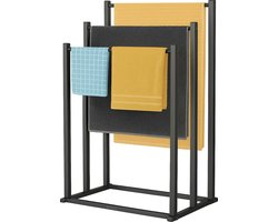 BUDDLEY Handdoekrek - Extra Breed - Badkamer - Handdoekenrek - Handdoekstang - Handdoek Rek - Staand - Handoekrek - Handdoekhouder - Vrijstaand - Handdoekstang - Zonder boren - Zwart