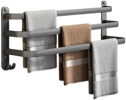 BUDDLEY Handdoekrek Muur - 60cm breed - Badkamer - Handdoekenrek - Handdoekstang - Handdoek Rek - Staand - Handoekrek - Handdoekhouder - Vrijstaand - Handdoekstang