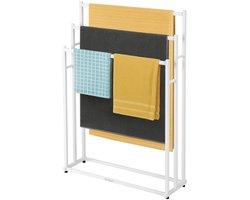 BUDDLEY Handdoekrek - Wit - 3 Armen - Extra Breed - Badkamer - Handdoekenrek - Handdoekstang - Handoekenrek - Handdoek Rek - Staand - Handdoekladder - Handoekrek - Handdoekhouder - Vrijstaand - Handdoekstang - Handdoekrek zonder boren