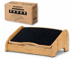 BUDDLEY Voetensteun Bureau - Bamboe - Verstelbaar in 3 hoogtes - Ergonomische Voetensteun - Footrest - Voetenbankje bureau ergonomisch - Voetenbankjes verstelbaar - Voetsteun kantoor - DIN 4556 - Voetenbank - Office - Kantoor en Thuiswerkplek