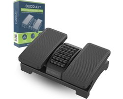 BUDDLEY Voetensteun Bureau - Verstelbaar en Kantel plateau - Voetenbankje Bureau Ergonomisch - Voetenbankjes Verstelbaar - Voetsteun Kantoor - Ergonomische Voetenbank Office - DIN 4556 - Met heerlijke massage functie