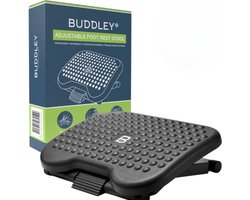 BUDDLEY Voetensteun Bureau - Verstelbaar in 3 hoogtes - Ergonomische Voetensteun - Footrest - Voetenbankje bureau ergonomisch - Voetenbankjes verstelbaar - Voetsteun kantoor - DIN 4556 - Voetenbank - Office - Kantoor en Thuiswerkplek