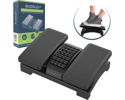 BUDDLEY Voetensteun Verstelbaar en Kantel plateau - Voetenbankje Bureau Ergonomisch - Voetenbankjes Verstelbaar - Voetsteun Kantoor - Ergonomische Voetenbank Office - DIN 4556 - Met heerlijke massage functie