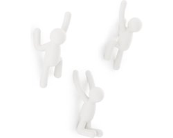 Buddy Wall Hooks and Unique Wall Decor Set of 3 White - Modern Home Organization halmeubel met kapstok