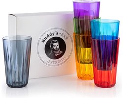 Buddy's Bar - Tritan drinkglazen set van 5 - 500 ml - BPA vrij en vaatwasserbestendig - multicolor
