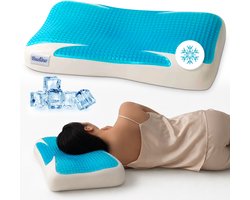 Budino® CoolGel Traagschuim Hoofdkussen - Ergonomisch Kussen - Nekklachten - Zijslaper - Rugslaper - Slaapkussen