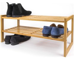 Budu Schoenenrek (2 niveaus) - Bamboe Schoenenrek - Houten Schoenenkast - Schoenenrek hout