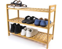 Budu Schoenenrek (3 niveaus) - Schoenenrek bamboe - Schoenenkast hout - Schoenen Organizer