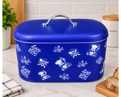 Buenos - Retro broodtrommel met deksel - brooddoos metaal - brood bewaren - kleur blauw