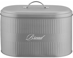 Buenos - Retro broodtrommel met deksel - brooddoos metaal - brood bewaren - kleur grijs