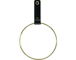 Buffel & Co Handdoekrek – Handdoekring Goud – Handdoekhaakjes Badkamer – Handdoekhouder Keuken – ø15cm Rond – Leer