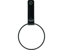 Buffel & Co Handdoekrek – Handdoekring Zwart – Handdoekhaakjes Badkamer – Handdoekhouder Keuken – ø10cm – Leer
