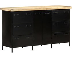 Buffet, dressoir, bestekkast, sideboard, 140 x 38 x 76 cm, ruw mangohout voor woonkamer, eetkamer en keuken, eenvoudig te monteren