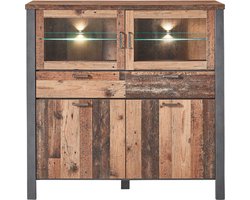 Buffetkast Carthago 4 deuren & 2 lades - oud hout/antraciet
