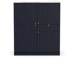 Buffetkast Chester - 4 deuren & 1 lade - indigo/marmer - CBA - Voorraadkasten - Wit; Blauw - Melamine; Spaanplaat - Voorraadkasten -