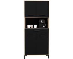 Buffetkast Felicity 80cm, 4 deuren & 1 lade - eikdecor/zwart