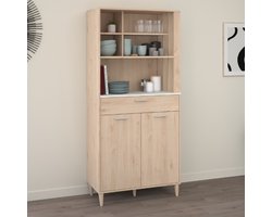 Buffetkast Galatee met 2 deuren en 1 lade - eikdecor/wit