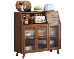 Buffetkast Keuken 95x35x100 cm – Modern Dressoir – 3 Vakken & 2 Lades – Multifunctionele Opbergkast voor Keuken & Woonkamer