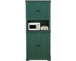 Buffetkast – Keukenkast – Opbergkast – Dressoir – Kasten – Hoog model – 7 Planken – Groen – Vezelplaat met hout