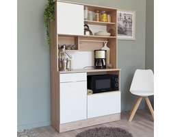 Buffetkast Lydia 100cm, 3 deuren & 1 lade - wit/eik decor
