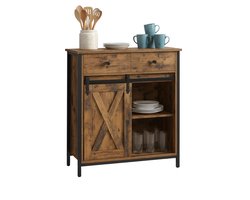 Buffetkast - met schuifdeur - 80x70x30 cm - bruin-zwart