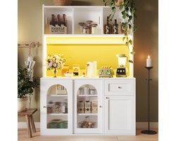 Buffetkast - Met Verstelbare Planken en LED Verlichting - Vitrinekast Ontwerp - Hout - Wit