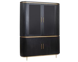 Buffetkast Rivello mangohout zwart met messing accenten – 150 cm