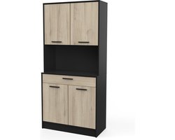 Buffetkast Romanie-Kronberg eik/matzwart - CBA - Keuken magnetronkast - Bruin; Zwart - Melamine; Spaanplaat