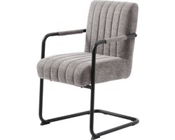 Buisframe stoel Trust met zwart frame en lichtgrijze stof