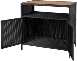 Buiten Bar Tafel met Opbergruimte - Rotan en Metaal - voor tuin, patio en zwembad - Groot