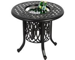 Buiten Bijzettafel Met IJsemmer - Aluminium Patio Tafel Weerbestendig - Bistro Tuintafel Met Verstelbare Voeten - Kleine Salontafel Buiten Brons 55x49 cm
