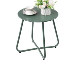 Buiten bijzettafel - Rond tuintafeltje - Planten en drankjes - Verstelbare pootjes - 45 x 43.5 cm - Groen