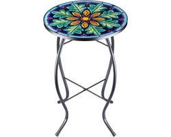 Buiten bijzettafel - Tuinmeubel - Planten display - Roestbestendig - 35 cm diameter - Groen
