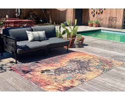 Buiten-binnen kleed, buitentapijt | vintage patroon | blauw | 300cm x 200cm