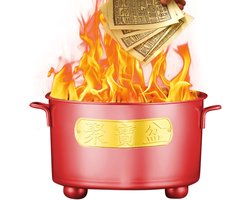 Buiten Brander - Papieren Geld Brander - Afval Verwerken - Roestvrij Staal - 27 x 27 x 27 cm - Rood